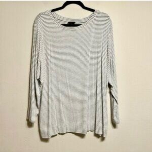 J. Jill XL Gray Striped Long Sleeve Top